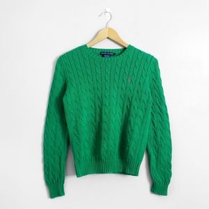 RALPH LAUREN Green Cableknit Sweater